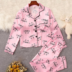 Girls Cat Shirt Pants Pajamas Set Kids Clothes
