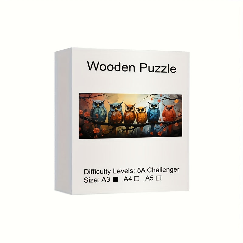 Owl Family Wooden Puzzle Irregular Animal Shaped Jigsaw Puzzle