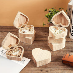 Unpainted Wooden Heart Shape Box with Hinged Cover - DIY Art Craft Jewelry Box