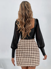 Houndstooth High Waist Bodycon Skirt for Women