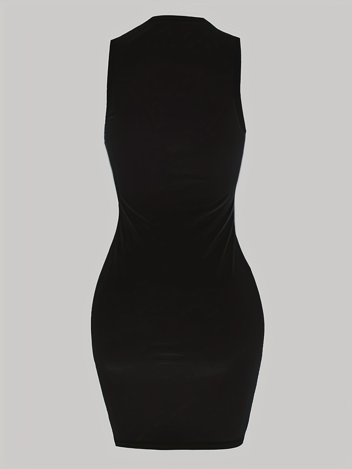 Women's Tank Dress Slogan Print Round Neck Stretch Slim Fit