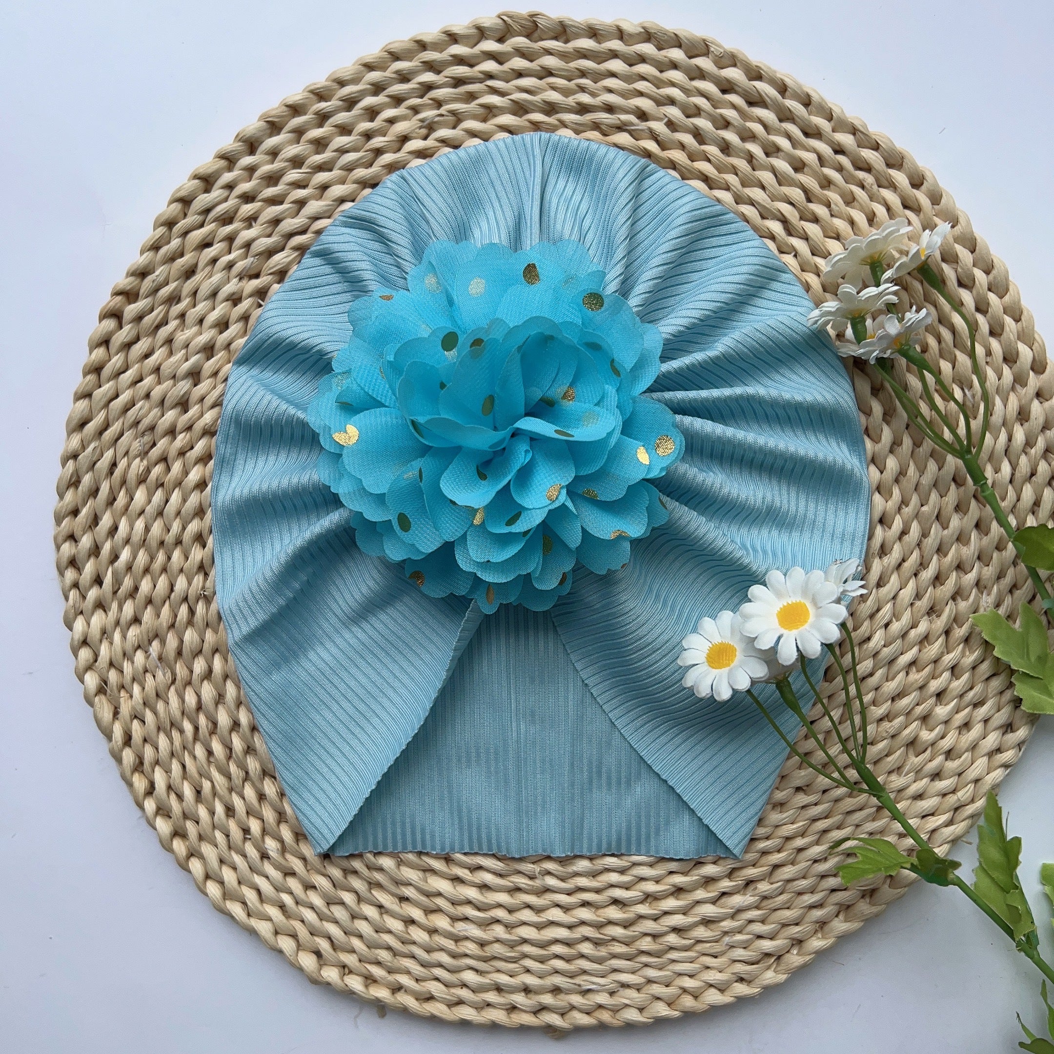 Baby Girls Flowers Decor Cap Soft Hair Wrap Head Accessories