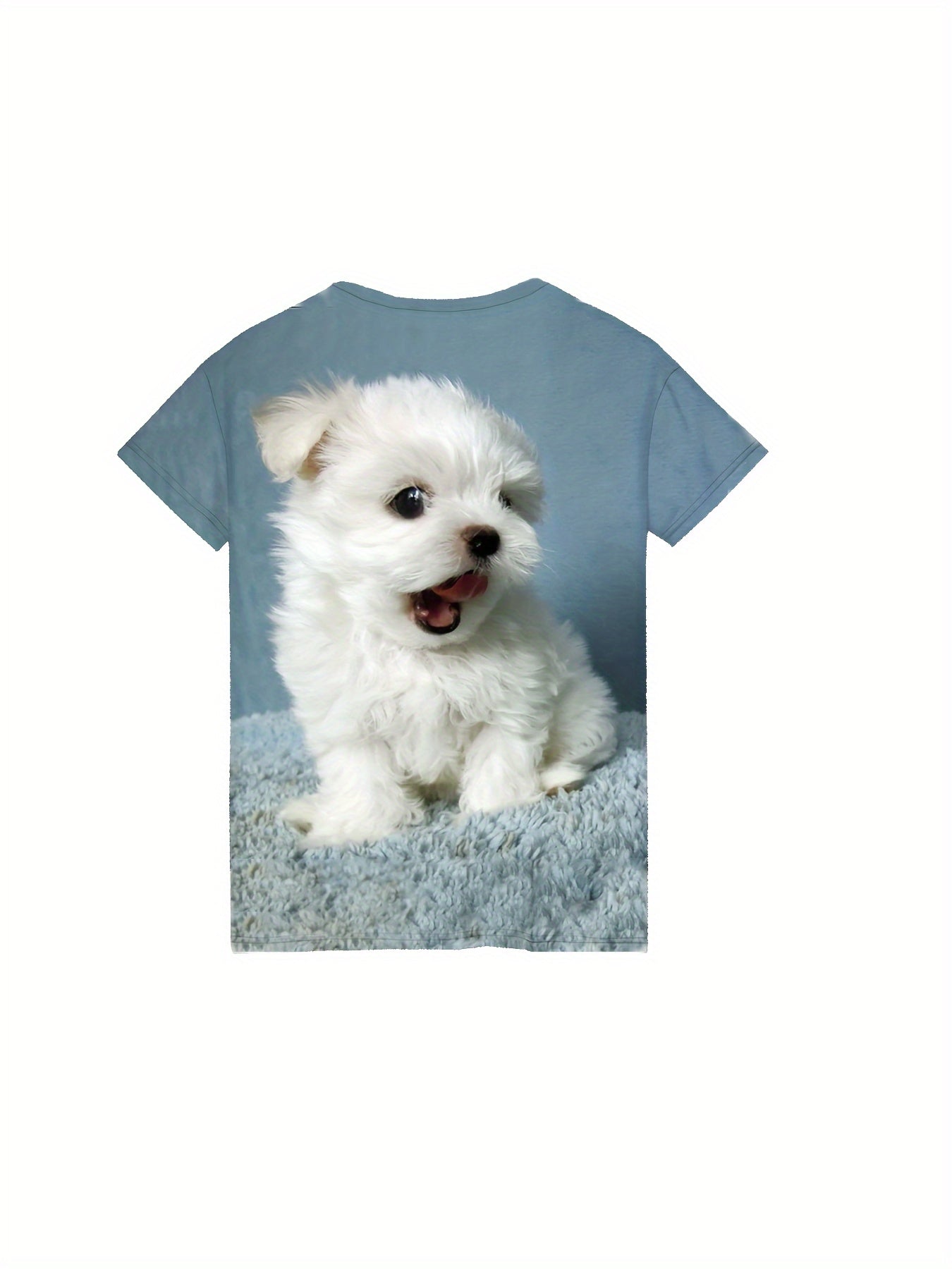 Girls 3D Puppy Graphic Crew Neck T shirt Short Sleeve Summer Clothes