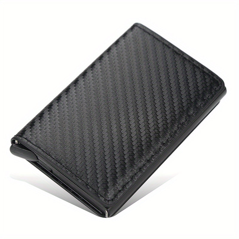 Carbon Fiber Credit Card Holder Wallet Rfid Metal Thin Slim Pop Up Minimalist