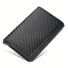 Carbon Fiber Credit Card Holder Wallet Rfid Metal Thin Slim Pop Up Minimalist