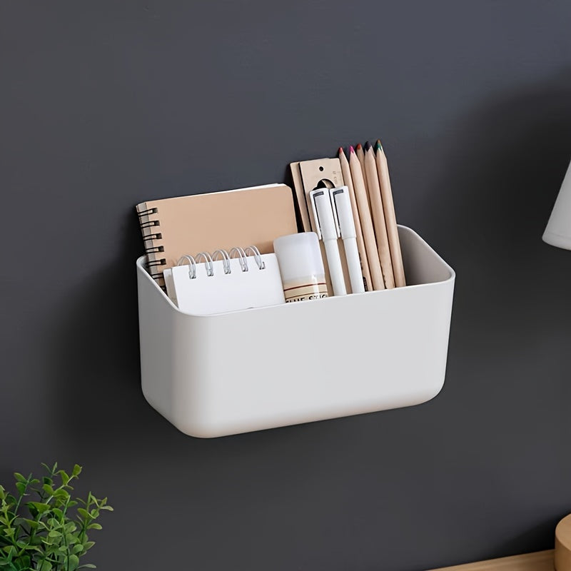 Office Wall Mounted Storage Box Pen Holder Large Capacity Adhesive Organizer