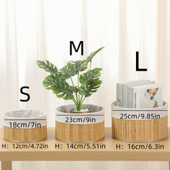 3pcs Bamboo Woven Round Storage Basket Green Flow