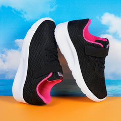 Girls' Hook and Loop Running Shoes with Non Slip Sole
