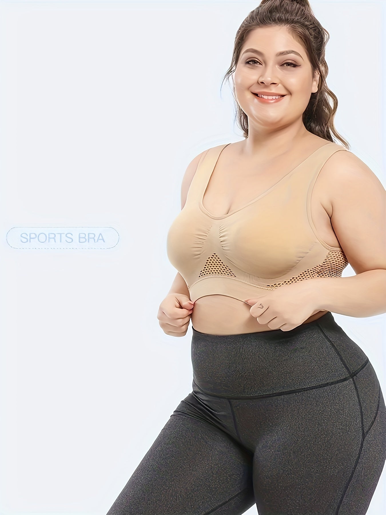 2 Pack Plus Size Sports Bra Set Breathable Wireless Mesh Yoga Bra