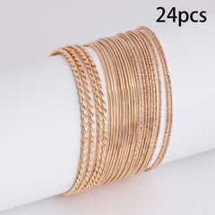 24pcs Exaggerated Spiral & Flower Pattern Bangle Set