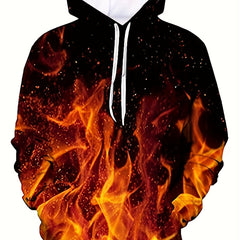 Men's 3D Flame Graphic Hoodie Hooded Sweatshirt For Outdoor