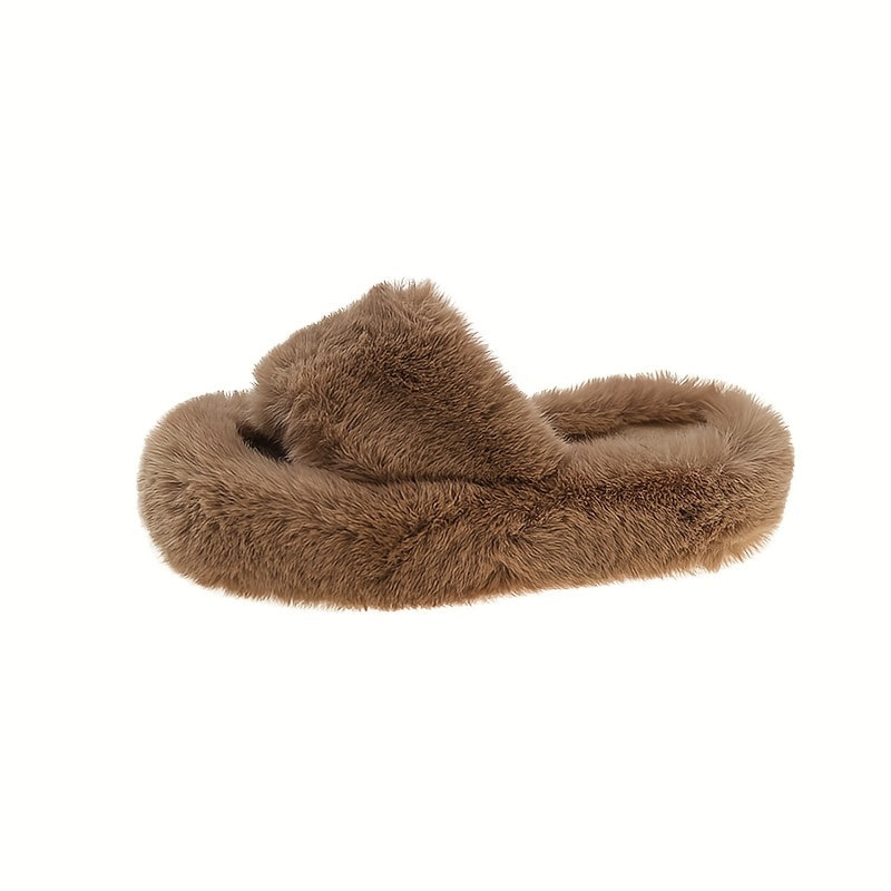 Cozy Fluffy Plush Indoor Slippers Soft Sole Warm Fuzzy Open Toe Shoes