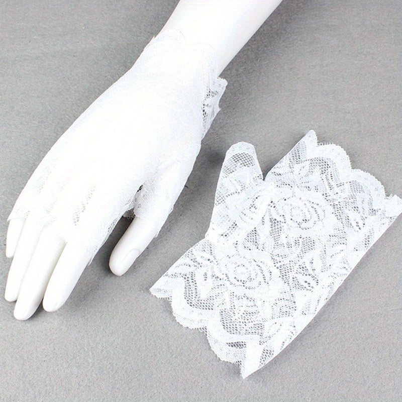 Lace Gloves Sunscreen Hollow Fingerless Outdoor Driving Sports Women