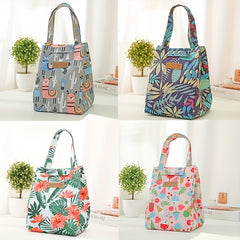 Flower Printed Insulated Lunch Bag - Reusable Aluminum Foil Lunch Box