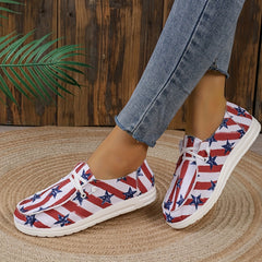 Women's Star & Striped Canvas Shoes Low Top Loafers Lightweight Walking Shoes