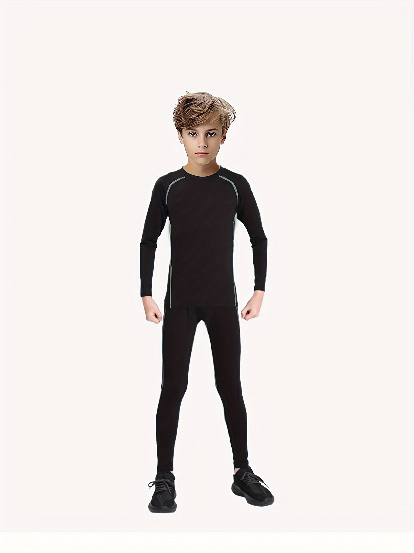 2pcs Kids Compression High Elastic Sets Solid Letter Printed Quick Dry Bottoms