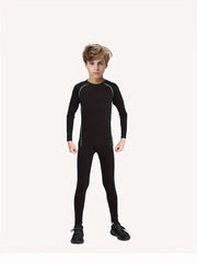 2pcs Kids Compression High Elastic Sets Solid Letter Printed Quick Dry Bottoms