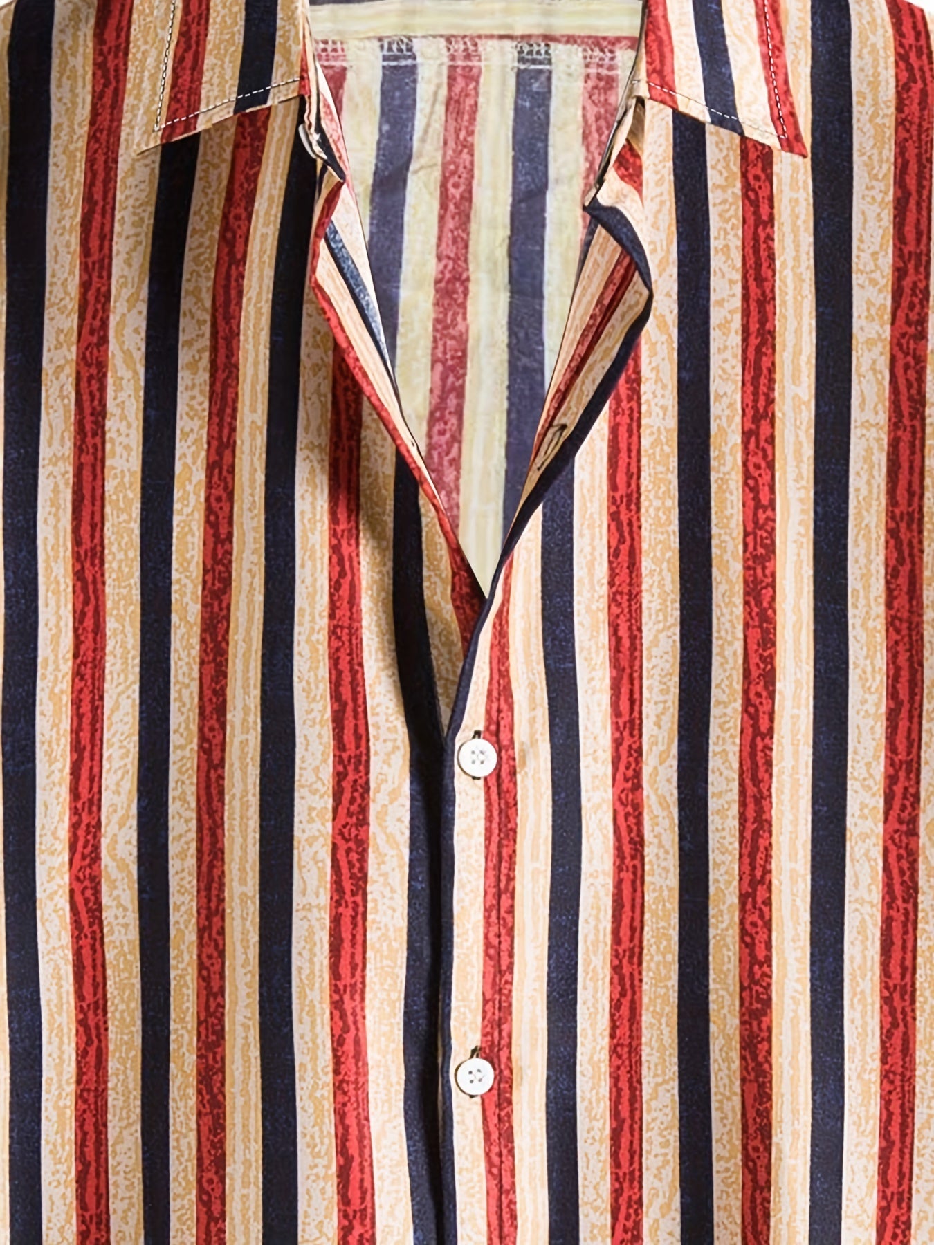 Men's Vertical Striped Short Sleeve Shirt for Daily Wear