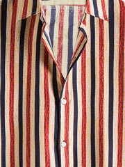 Men's Vertical Striped Short Sleeve Shirt for Daily Wear