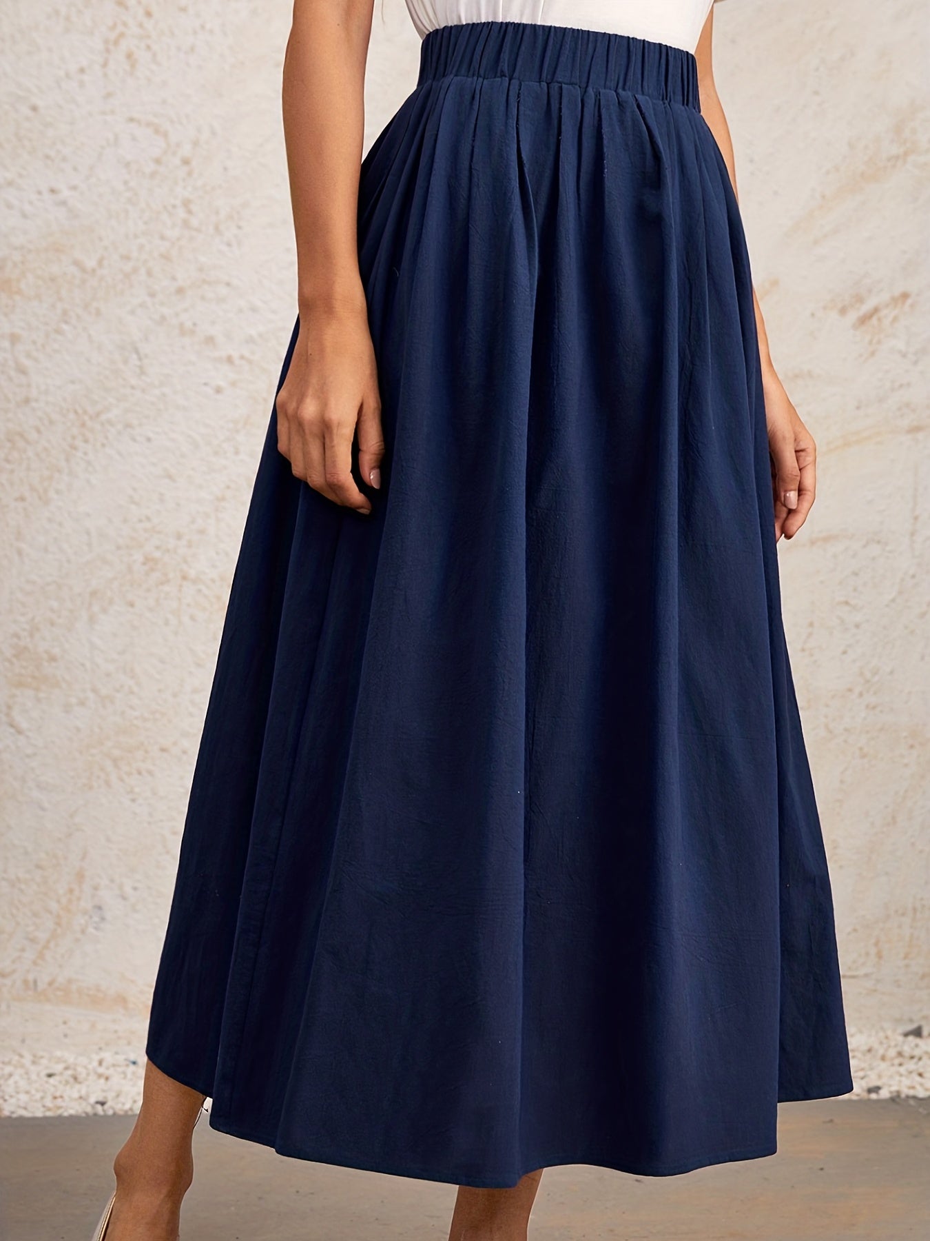 Elastic Waist Casual Skirt for Spring & Summer
