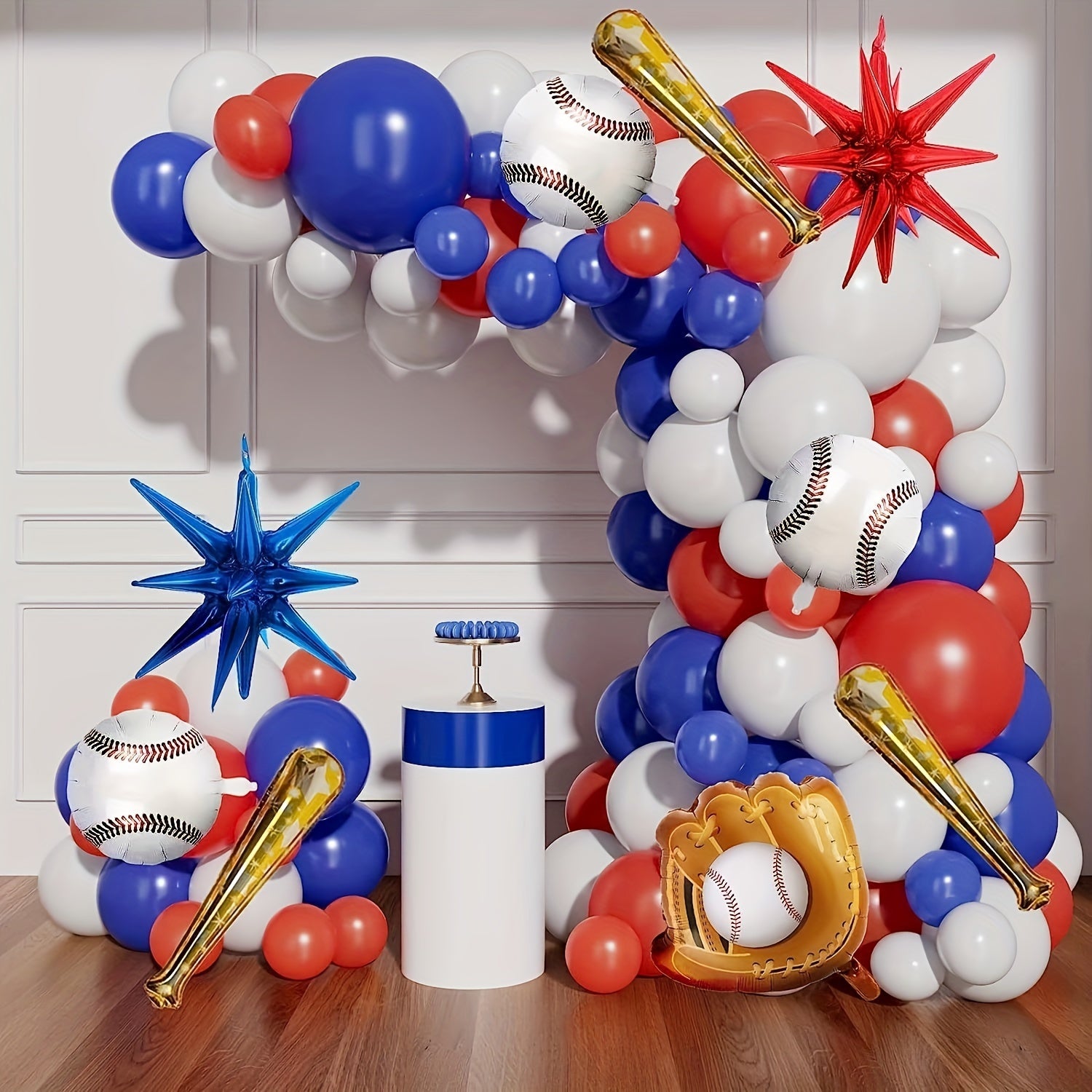 123pcs Baseball Balloon Toy Set Red Latex Balloon Chain Themed Decoration