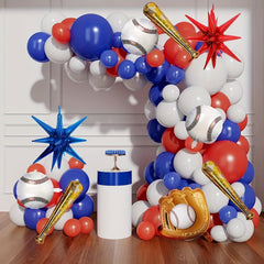 123pcs Baseball Balloon Toy Set Red Latex Balloon Chain Themed Decoration