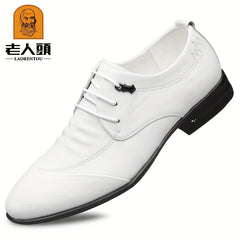 LAORENTOU Men's Leather Lace Up Shoes Lightweight Formal Shoes