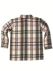 Plaid Print Button Up Long Sleeve Shacket
