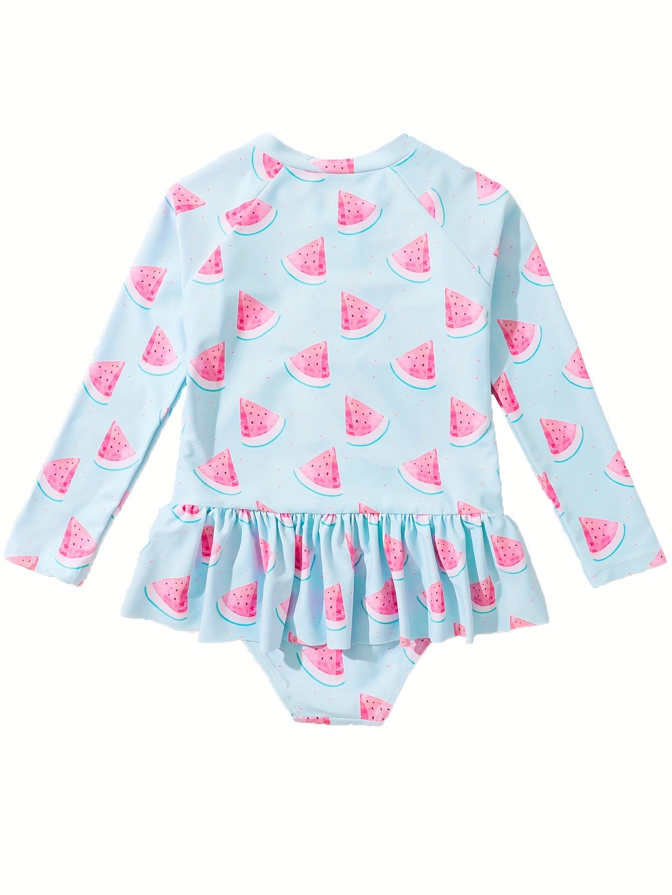 Watermelon Graphic Long Sleeve 1pc Swimsuit Girls Summer Clothes Gift