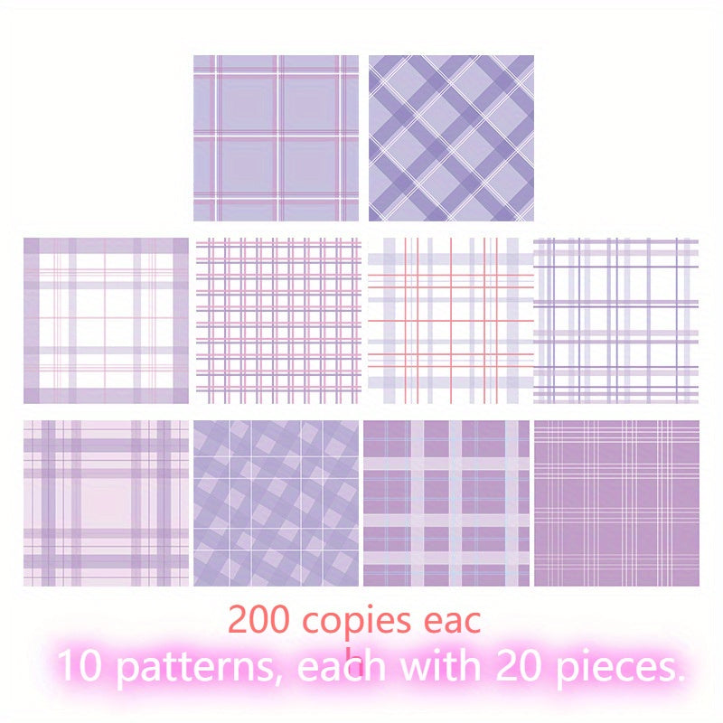 200 Sheets Sticky Note Paper Memo Fruit Party Plaid Decoration for Office