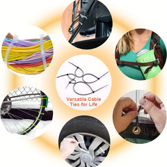 100pcs Waterproof Nylon Tie for Wire Management Home Office Garden