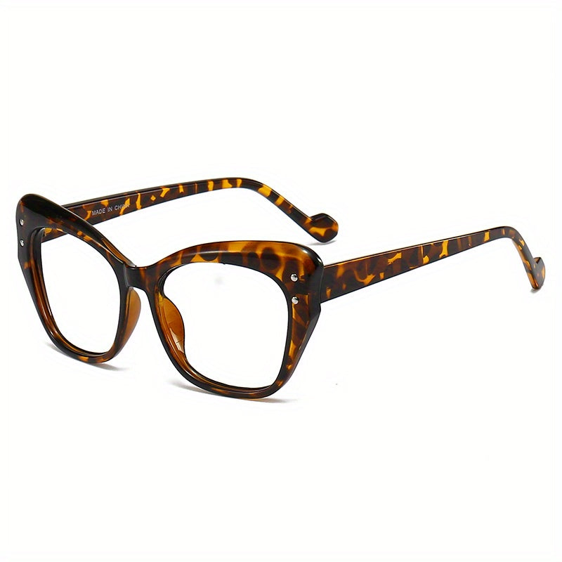 Retro Jelly Rivet Cat Eye Square Clear Lens Computer Glasses