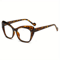 Retro Jelly Rivet Cat Eye Square Clear Lens Computer Glasses