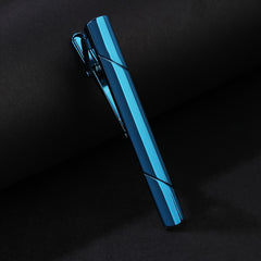 Men's Glossy Two Cut Line French Tie Clip Royal