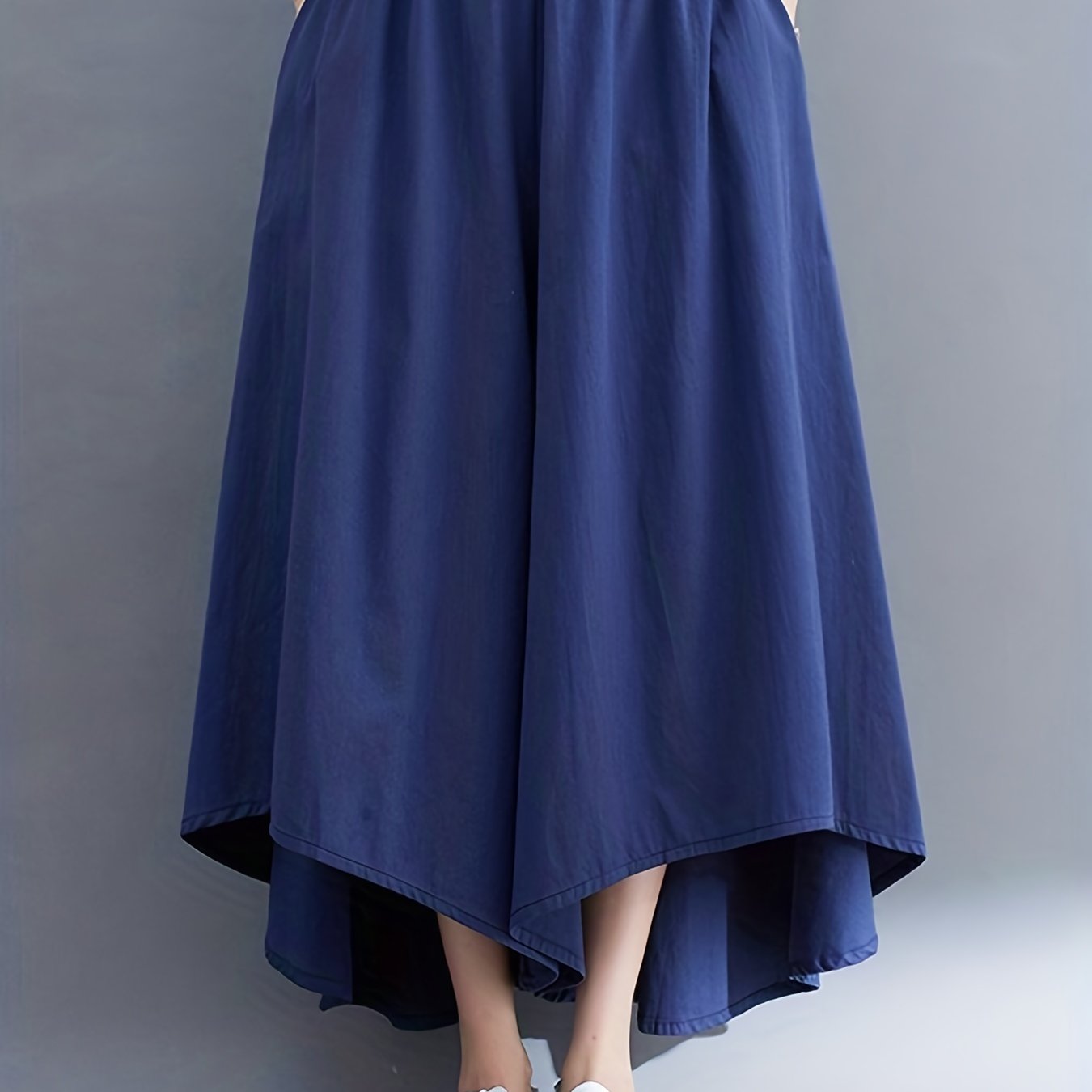 High Waist Wide Leg Pants Casual Elastic Solid Culottes Palazzo Pants