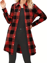 Plaid Jacket Casual Long Sleeve Jacket for Women