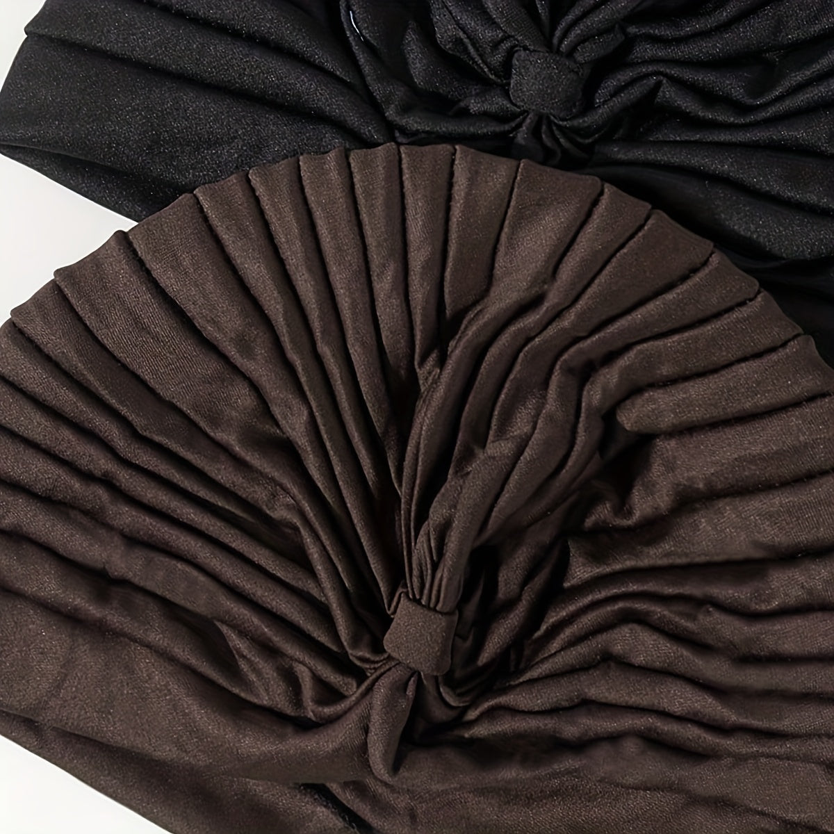 2pcs Pleated Turban Cap Elastic Solid Chemo Hats Headscarf Women
