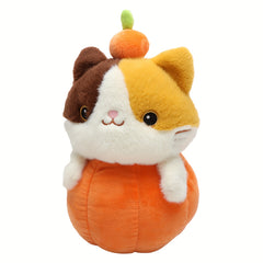Pumpkin Cat Halloween Plush Stuffed Animal Toy Orange & Plush Pumpkin