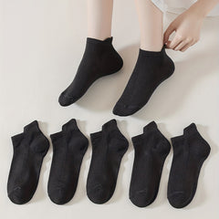 6 Pairs Solid Sports Socks Women's Low Cut Ankle Stockings