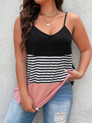 Colorblock Stripe Print V Neck Cami Top