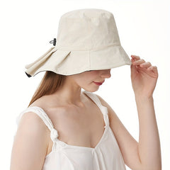 Pleated Wide Brim Bucket Hat UV Protection Sun Hat