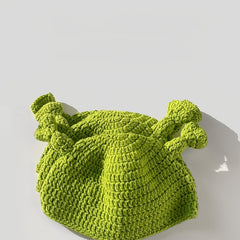 Men's Winter Green Cover Up Cartoon Anime Knit Lined Hat