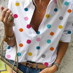 Polka Dot Print Long Sleeve Shirt