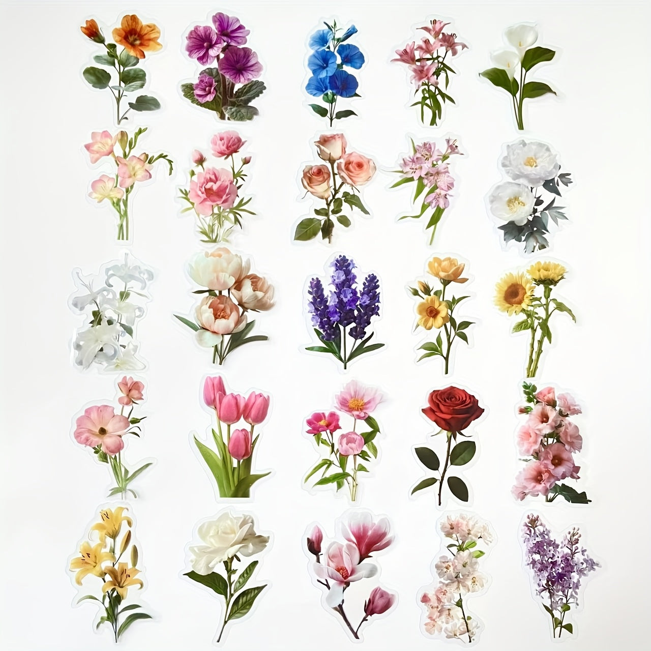 25 Blooming Flower Stickers Reusable Vinyl Stickers for Scrapbooks Cars Laptops