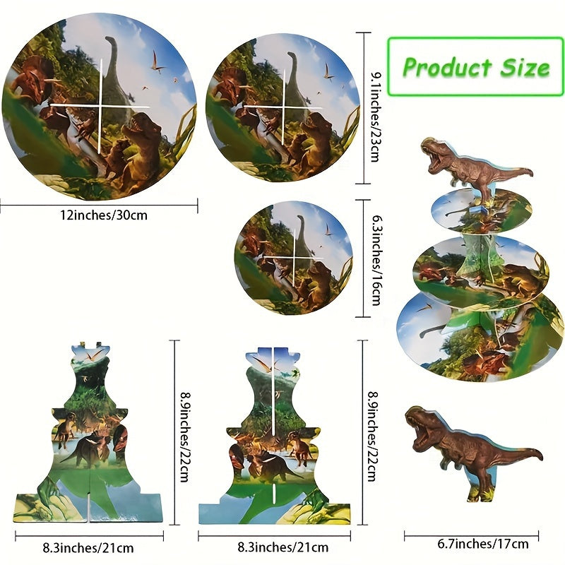 Dinosaur Cupcake Stand 3 Tier For Boys Birthday Party