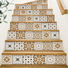 Bohemian Style Pattern Staircase Sticker Self-adhesive Waterproof