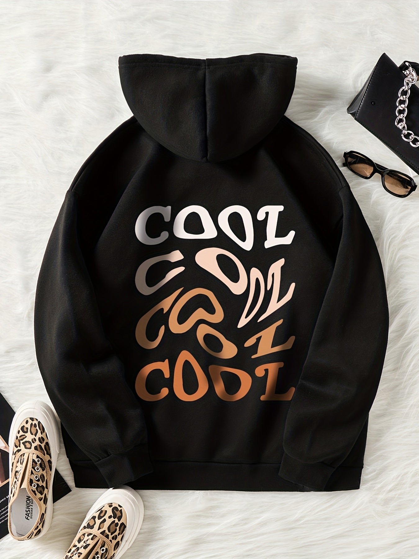 Colorful Letter Print Casual Sweater Hooded Sweatshirt