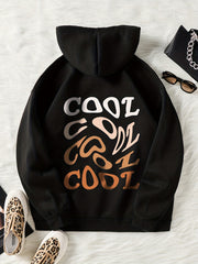 Colorful Letter Print Casual Sweater Hooded Sweatshirt