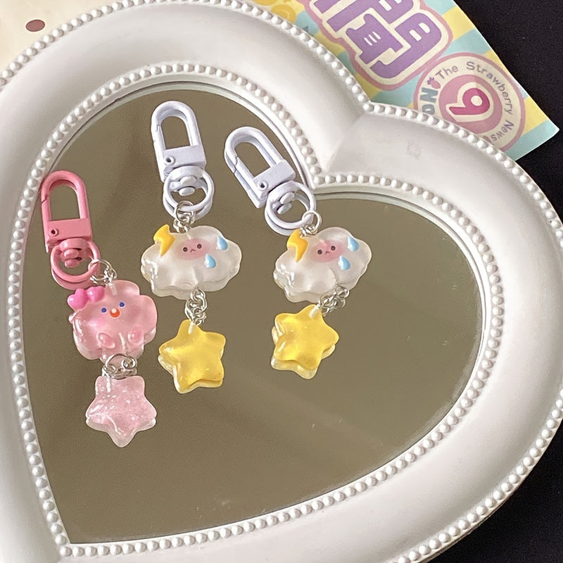 Cartoon Cloud Keychain Pendant for Car Keys Backpacks Wallets
