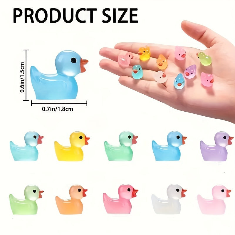 55pcs Mini Glowing Resin Duck Statue Micro Animal Garden Decoration